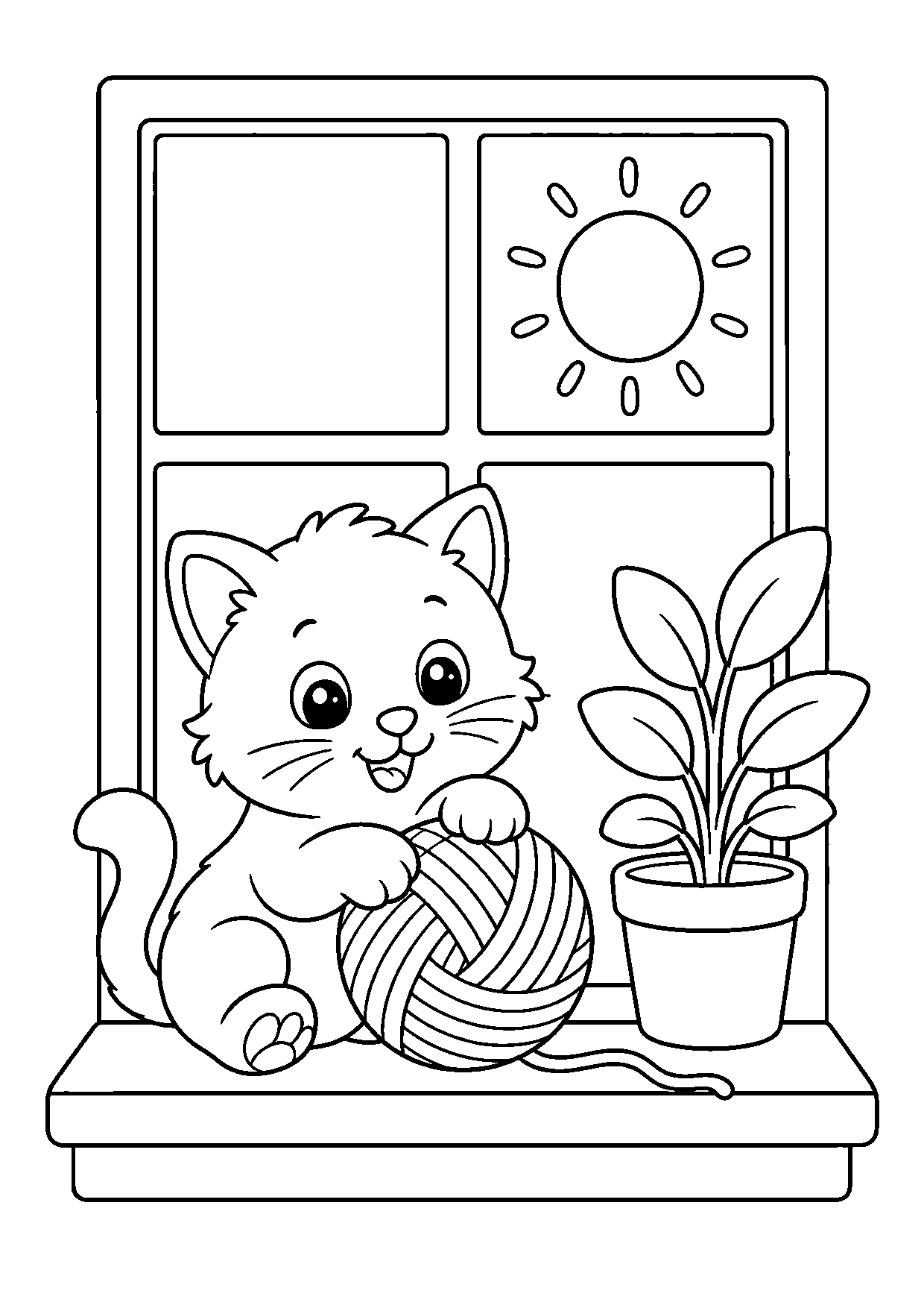 Cozy Kitten with Yarn